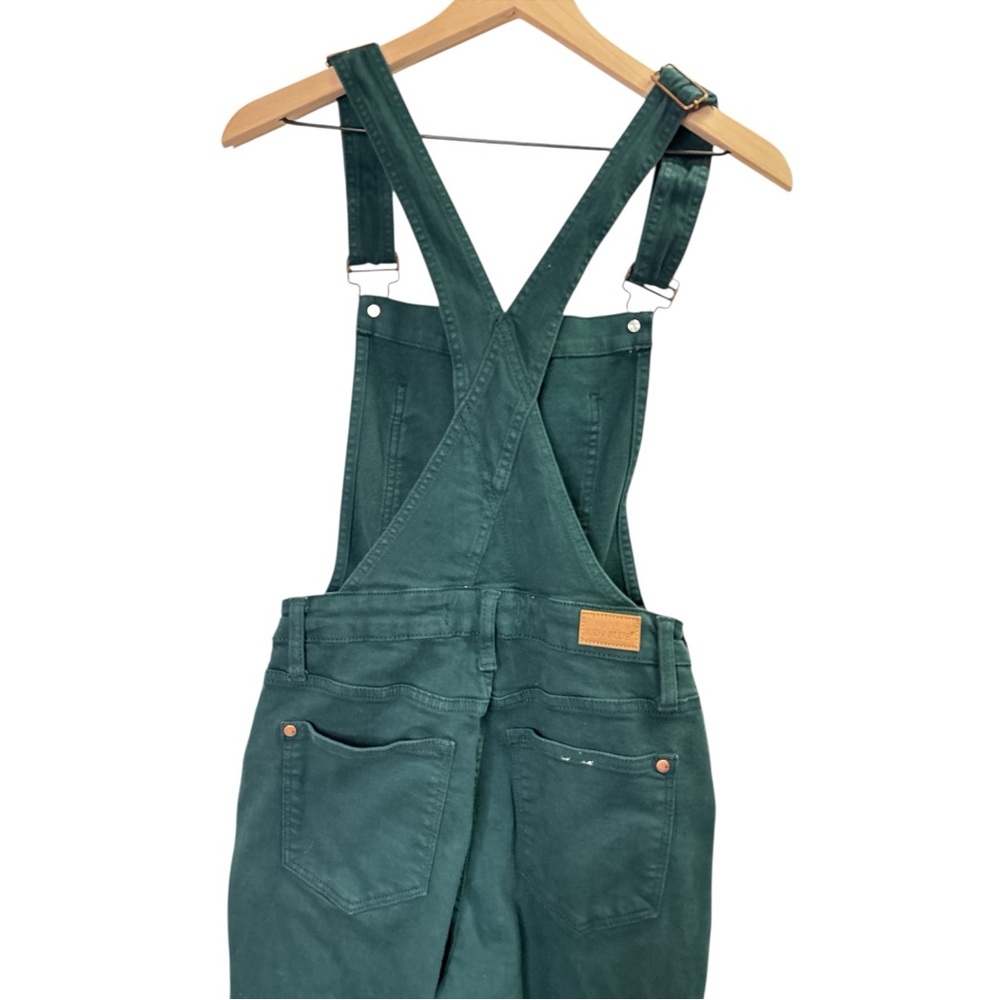 Judy Blue Teal Evergreen Pine GARMENT DYED HIGH RISE DOUBLE CUFFED OVERALLS S - Picture 5 of 9
